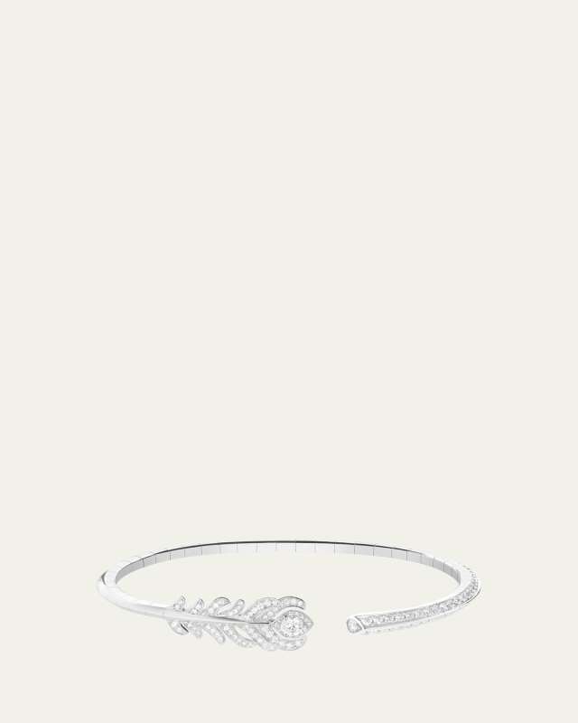 18K White Gold Plume de Paon Diamond Bracelet